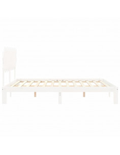 Giroletto Testiera Bianco Super King Size in Legno Massello 2