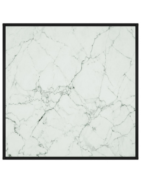 Tavolino Nero con Vetro Bianco Marmorizzato 90x90x50 cm