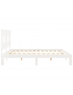 Giroletto Testiera Bianco Super King Size in Legno Massello 2