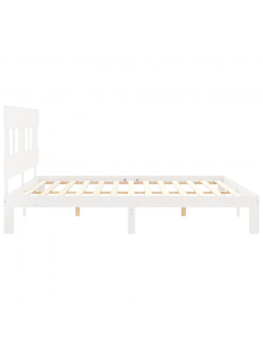 Giroletto Testiera Bianco Super King Size in Legno Massello