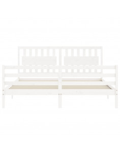 Giroletto Testiera Bianco Super King Size in Legno Massello 2