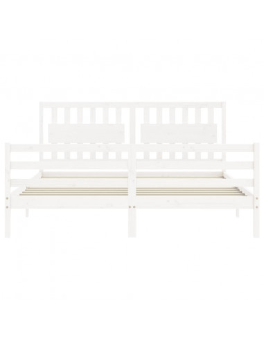 Giroletto Testiera Bianco Super King Size in Legno Massello