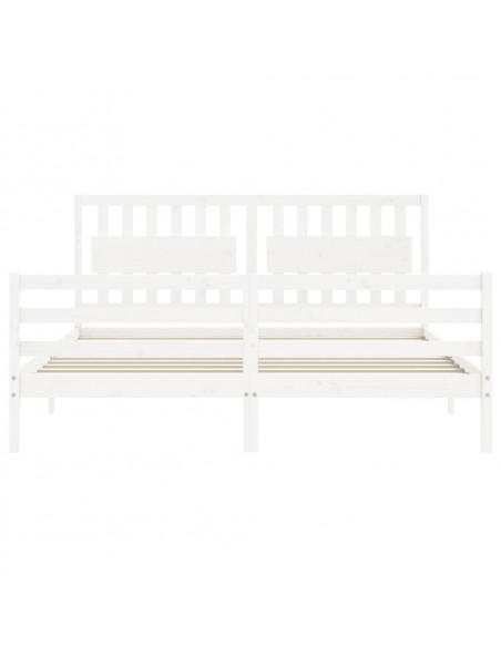 Giroletto Testiera Bianco Super King Size in Legno Massello