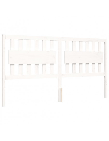 Giroletto Testiera Bianco Super King Size in Legno Massello