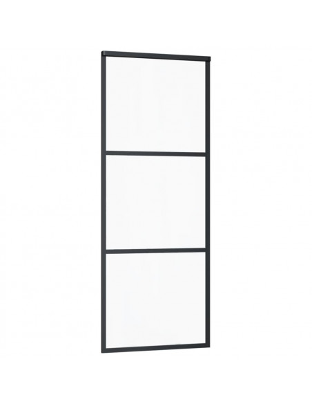 Porta Scorrevole in Vetro ESG e Alluminio 76x205 cm Nera