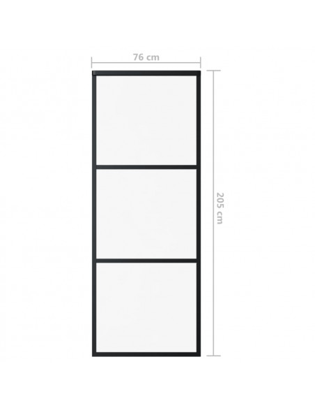 Porta Scorrevole in Vetro ESG e Alluminio 76x205 cm Nera