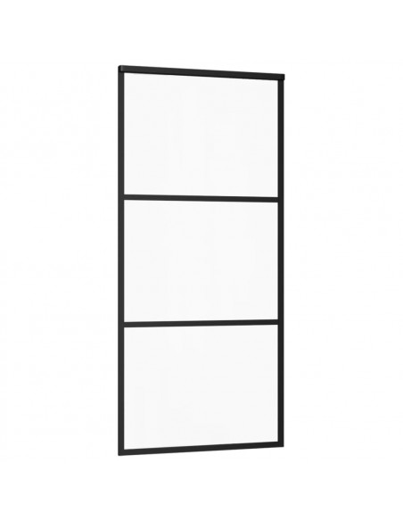 Porta Scorrevole in Vetro ESG e Alluminio 90x205 cm Nera