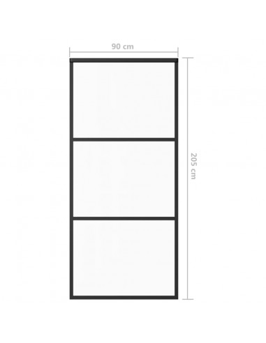 Porta Scorrevole in Vetro ESG e Alluminio 90x205 cm Nera