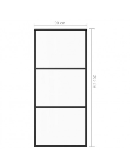 Porta Scorrevole in Vetro ESG e Alluminio 90x205 cm Nera