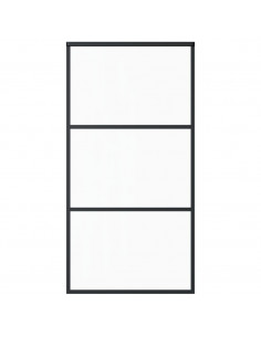 Porta Scorrevole in Vetro ESG e Alluminio 102x205 cm Nera 2
