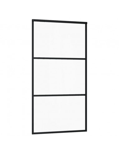 Porta Scorrevole in Vetro ESG e Alluminio 102x205 cm Nera