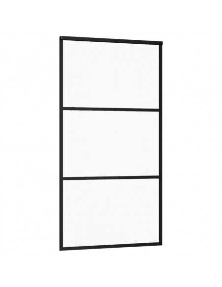 Porta Scorrevole in Vetro ESG e Alluminio 102x205 cm Nera