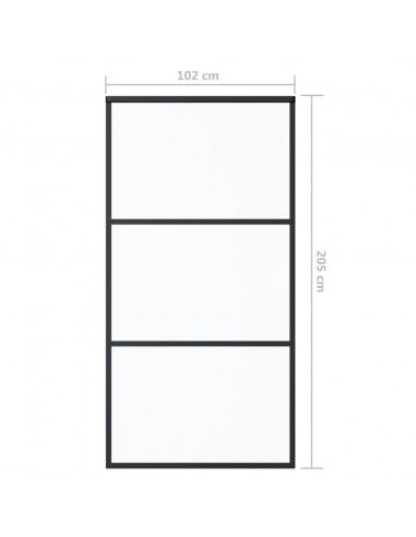 Porta Scorrevole in Vetro ESG e Alluminio 102x205 cm Nera