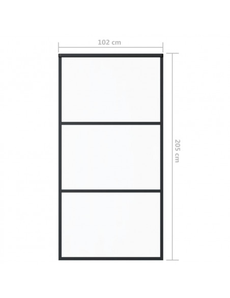 Porta Scorrevole in Vetro ESG e Alluminio 102x205 cm Nera