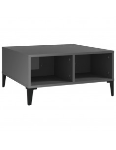 Tavolino da Salotto Grigio Lucido 60x60x30 cm Legno Multistrato 2