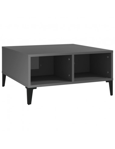 Tavolino da Salotto Grigio Lucido 60x60x30 cm Legno Multistrato