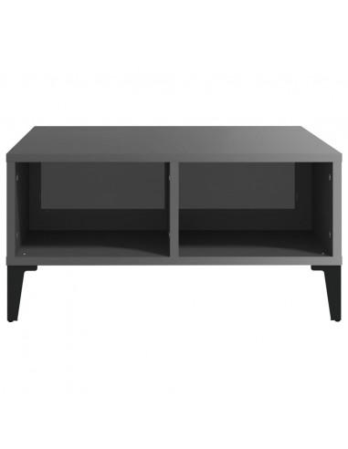 Tavolino da Salotto Grigio Lucido 60x60x30 cm Legno Multistrato