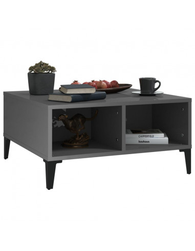 Tavolino da Salotto Grigio Lucido 60x60x30 cm Legno Multistrato