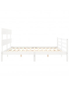 Giroletto Testiera Bianco Super King Size in Legno Massello 2