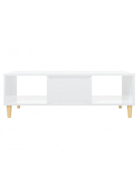 Tavolino Salotto Bianco Lucido 103,5x60x35 cm Legno Multistrato