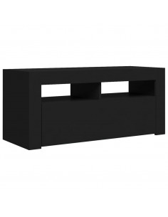Mobile Porta TV con Luci LED Nero 90x35x40 cm 2