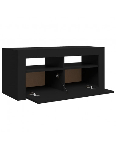 Mobile Porta TV con Luci LED Nero 90x35x40 cm