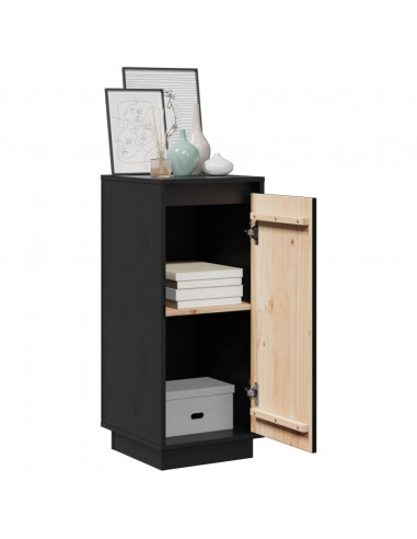 Credenze 2 pz Nere 31,5x34x75 cm in Legno Massello di Pino