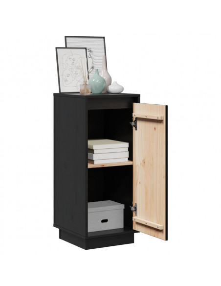 Credenze 2 pz Nere 31,5x34x75 cm in Legno Massello di Pino