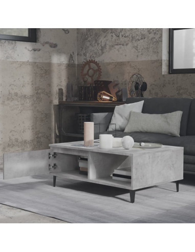 Tavolino da Salotto Grigio Cemento 90x60x35cm Legno Multistrato