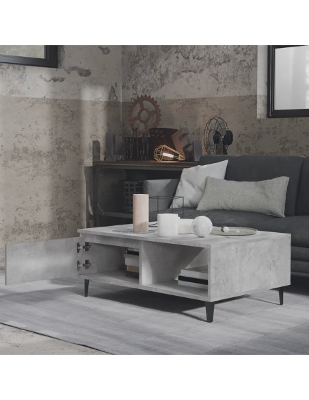 Tavolino da Salotto Grigio Cemento 90x60x35cm Legno Multistrato