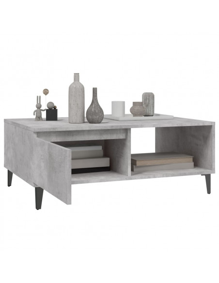 Tavolino da Salotto Grigio Cemento 90x60x35cm Legno Multistrato