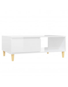Tavolino Salotto Bianco Lucido 90x60x35 cm in Legno Multistrato 2
