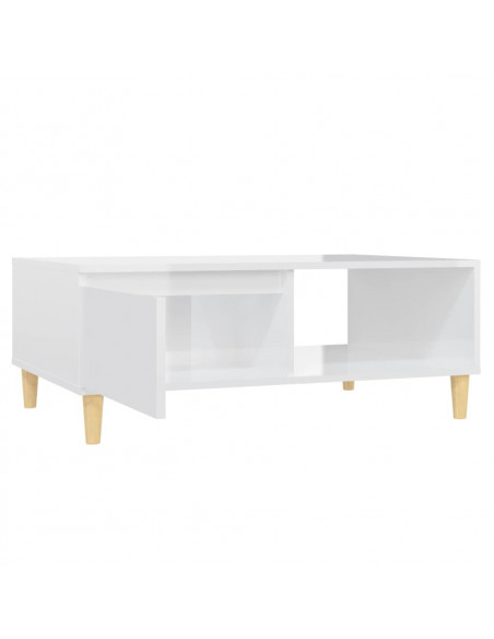 Tavolino Salotto Bianco Lucido 90x60x35 cm in Legno Multistrato