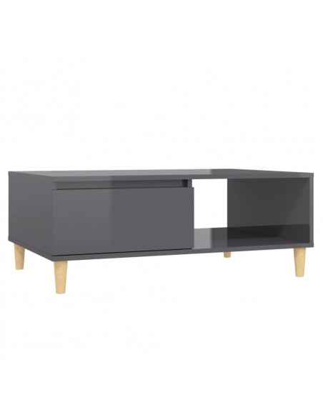 Tavolino da Salotto Grigio Lucido 90x60x35 cm Legno Multistrato
