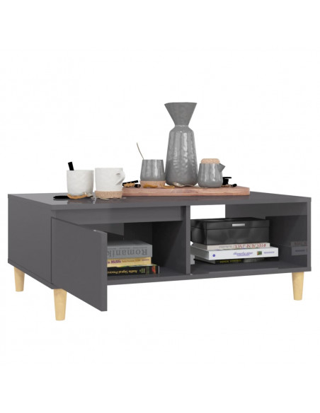 Tavolino da Salotto Grigio Lucido 90x60x35 cm Legno Multistrato