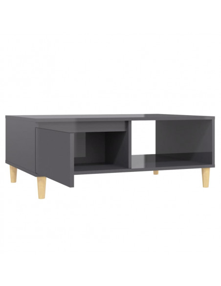 Tavolino da Salotto Grigio Lucido 90x60x35 cm Legno Multistrato