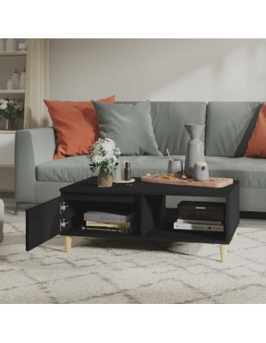 Tavolino da Salotto Nero 90x60x35 cm in Legno Multistrato