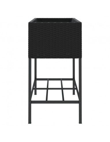 Fioriera da Giardino con Ripiano Nera in Polyrattan