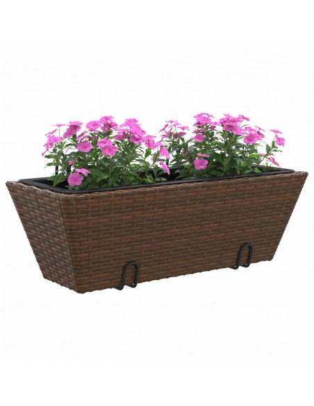 Fioriere con Ganci 2 pz Marroni in Polyrattan