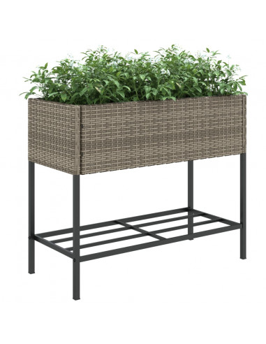 Fioriera da Giardino con Ripiano Grigia in Polyrattan