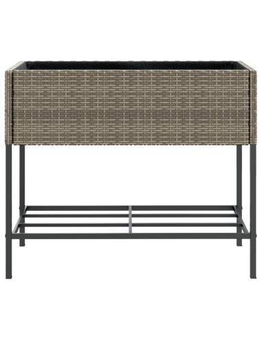 Fioriera da Giardino con Ripiano Grigia in Polyrattan