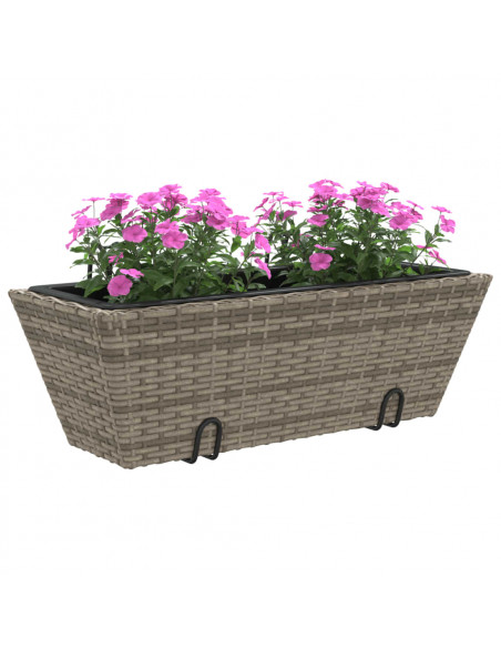 Fioriere con Ganci 2 pz Grigie in Polyrattan