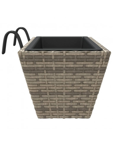 Fioriere con Ganci 2 pz Grigie in Polyrattan