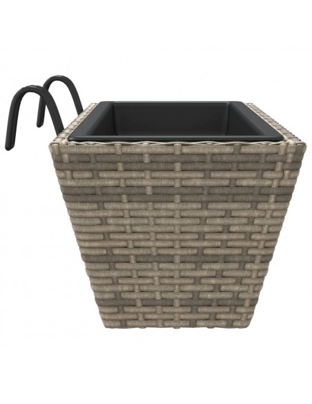 Fioriere con Ganci 2 pz Grigie in Polyrattan