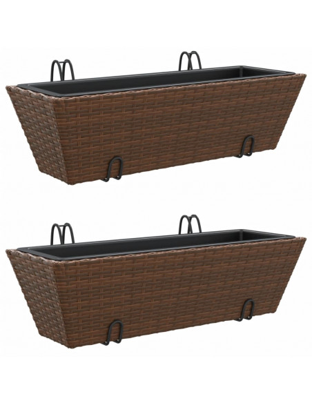 Fioriere con Ganci 2 pz Marroni in Polyrattan