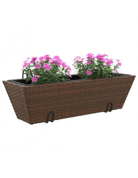 Fioriere con Ganci 2 pz Marroni in Polyrattan