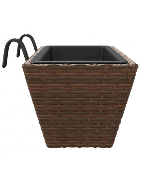 Fioriere con Ganci 2 pz Marroni in Polyrattan