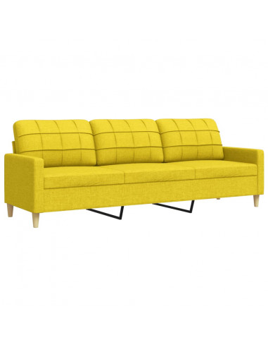 Divano a 3 Posti Giallo 210 cm in Tessuto