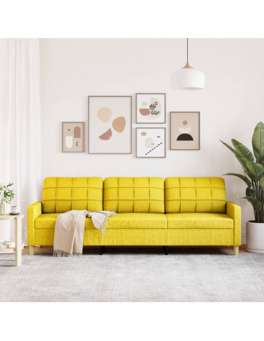 Divano a 3 Posti Giallo 210 cm in Tessuto