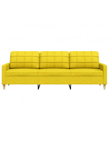 Divano a 3 Posti Giallo 210 cm in Tessuto